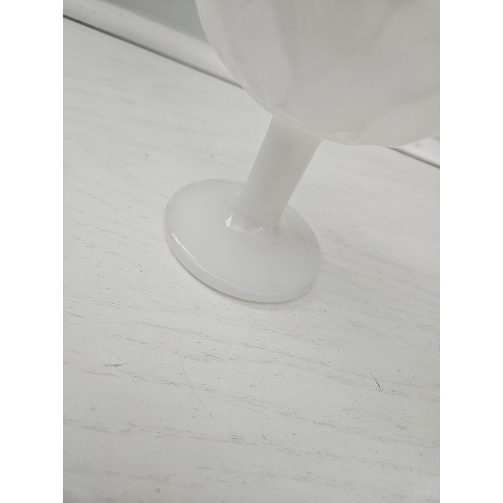 Vintage Anchor Hocking Textured Diamond Pattern White Milk Glass Stemmed Chalice - Picture 6 of 10